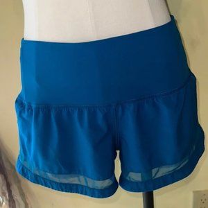 Lululemon blue high waisted shorts with mesh detailing
